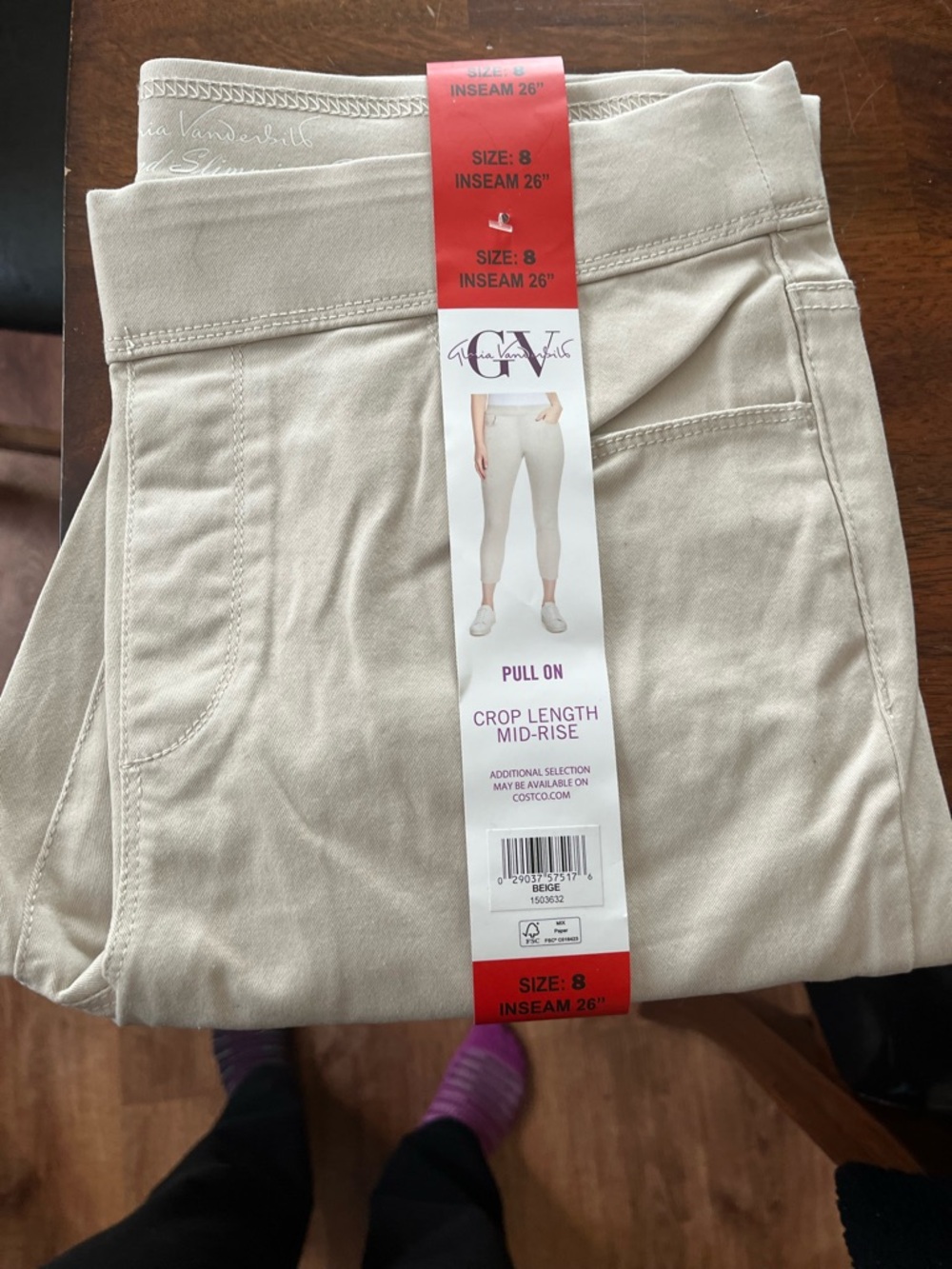 Gloria Vanderbilt Beige Pull-On Crop Mid-Rise Jeans - Size 8